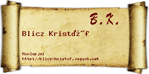 Blicz Kristóf névjegykártya